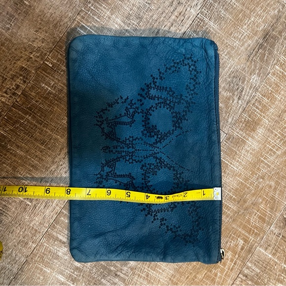 Zadig & Voltaire Teal Butterfly Leather Pouch - Picture 3 of 6